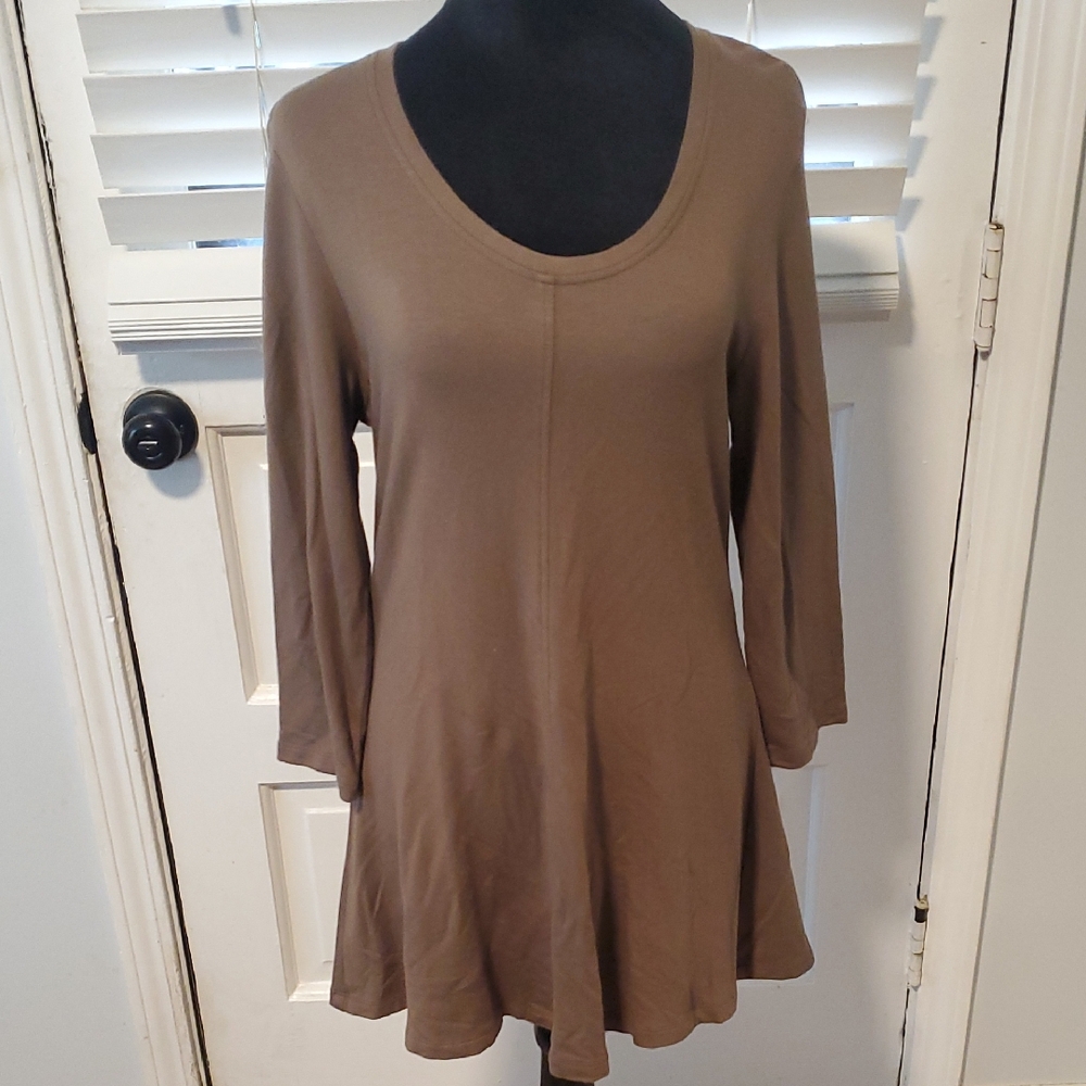 Flax Chocolate Brown Long Sleeve Dress